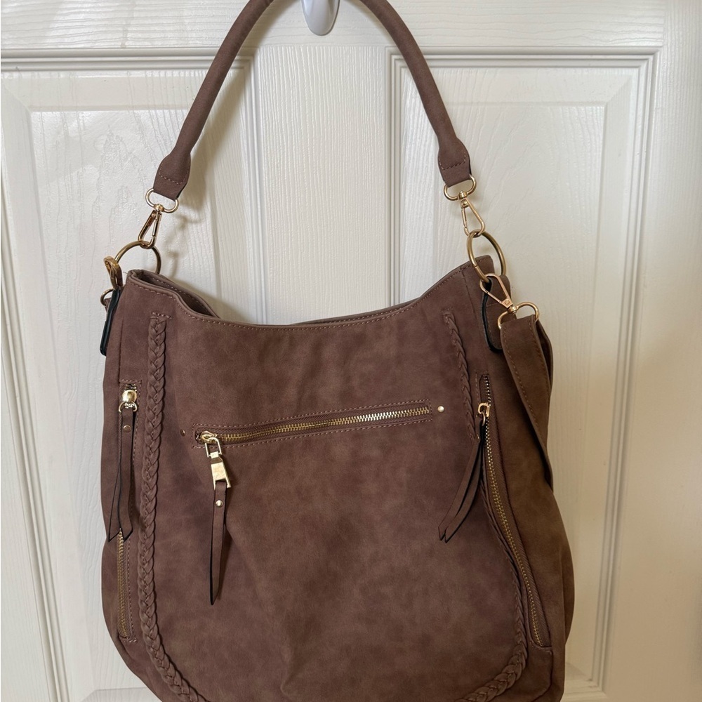 Faux suede Brown Shoulder Bag